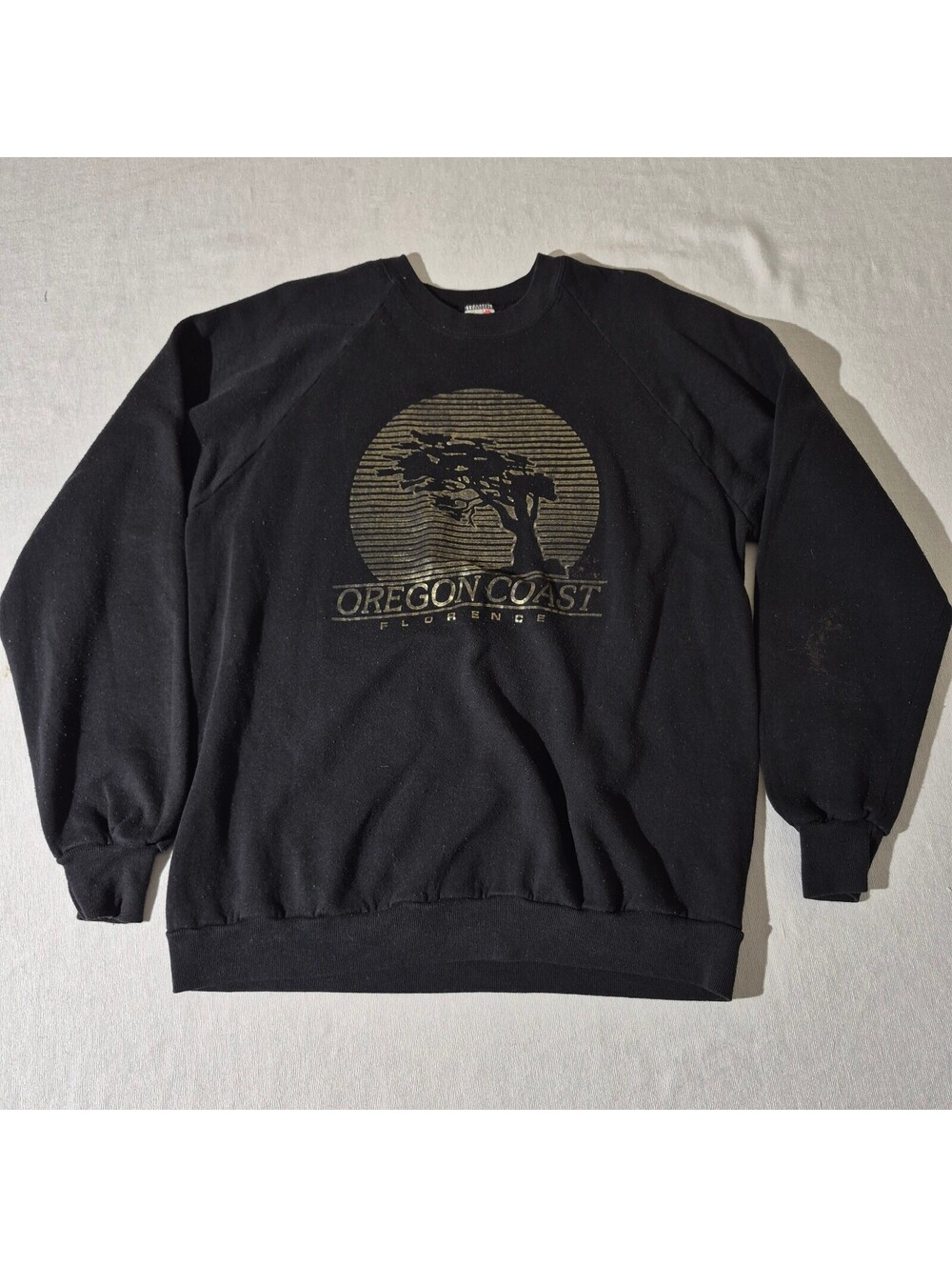 Vintage 80s 90s Florence Oregon Coast XXL 2XL graphic crewneck sweatshirt black
